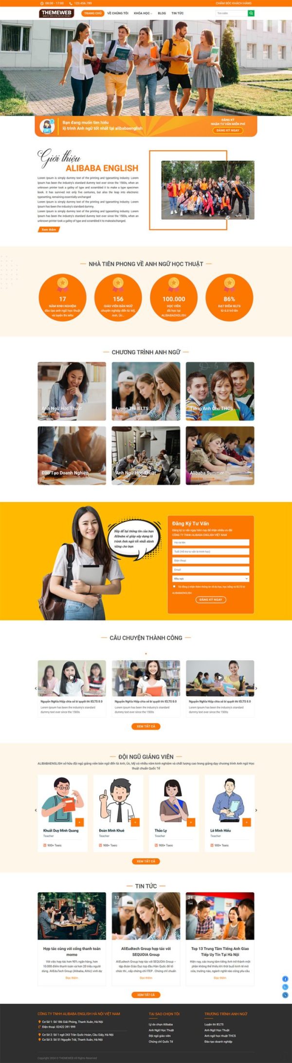 Themeweb trung tâm dạy tiếng anh alibaba