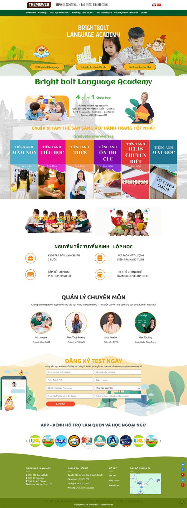 Themeweb trung tâm dạy tiếng anh bla
