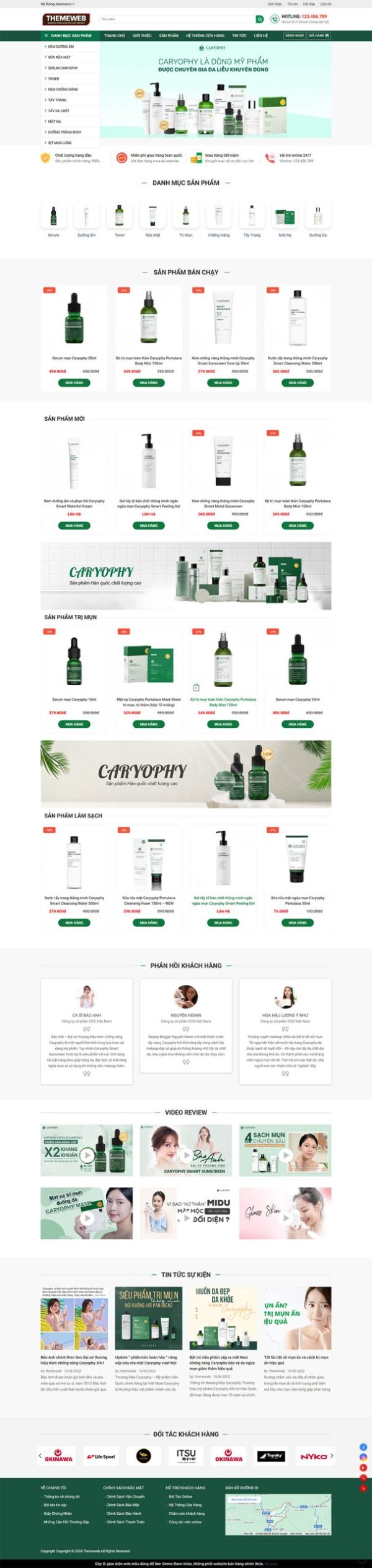 Themeweb bán mỹ phẩm caryophy
