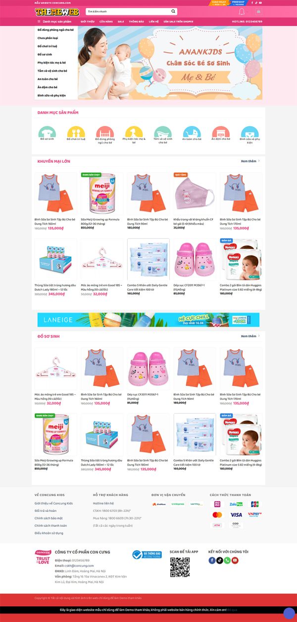 Themeweb bán hàng con cưng