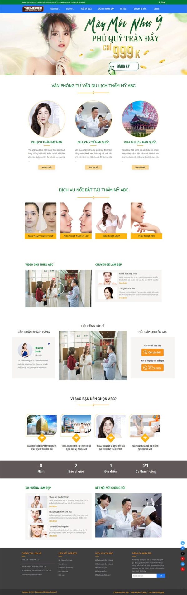 Themeweb dịch vụ du lịch và thẩm mỹ