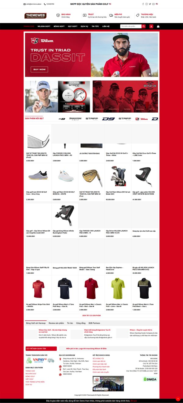 Themeweb bán hàng bán đồ golf