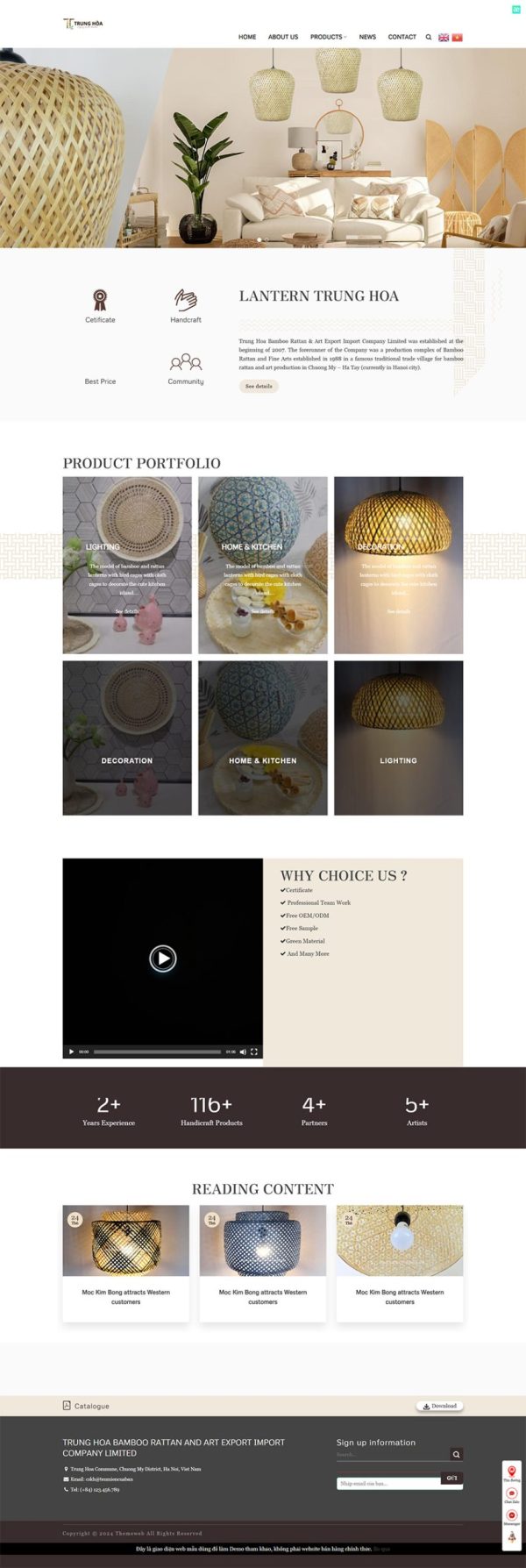Themeweb xưởng mây tre trung hòa