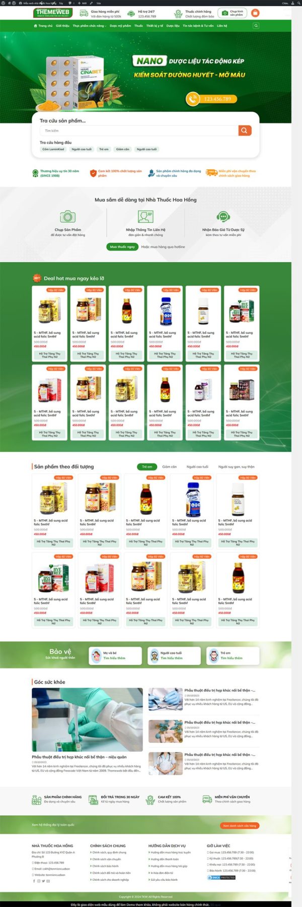 Themeweb bán hàng nhà thuốc hoa hồng