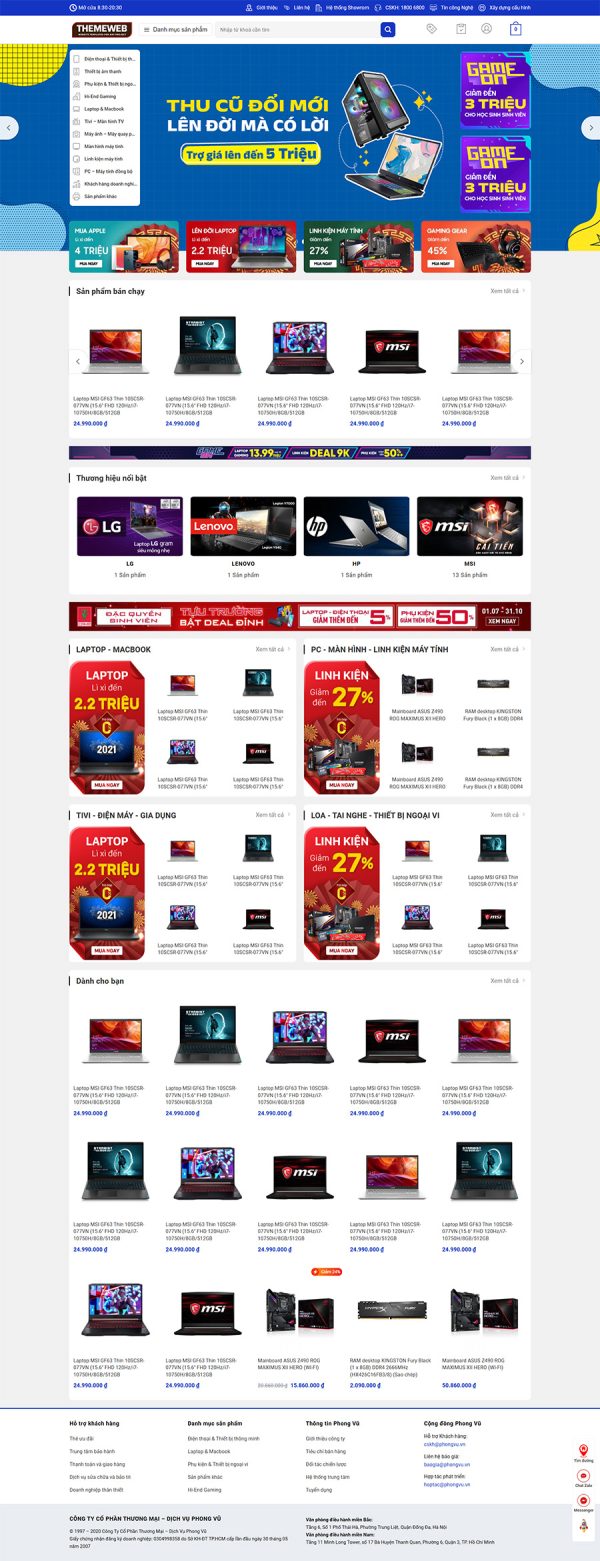 Themeweb bán máy tính phong vũ