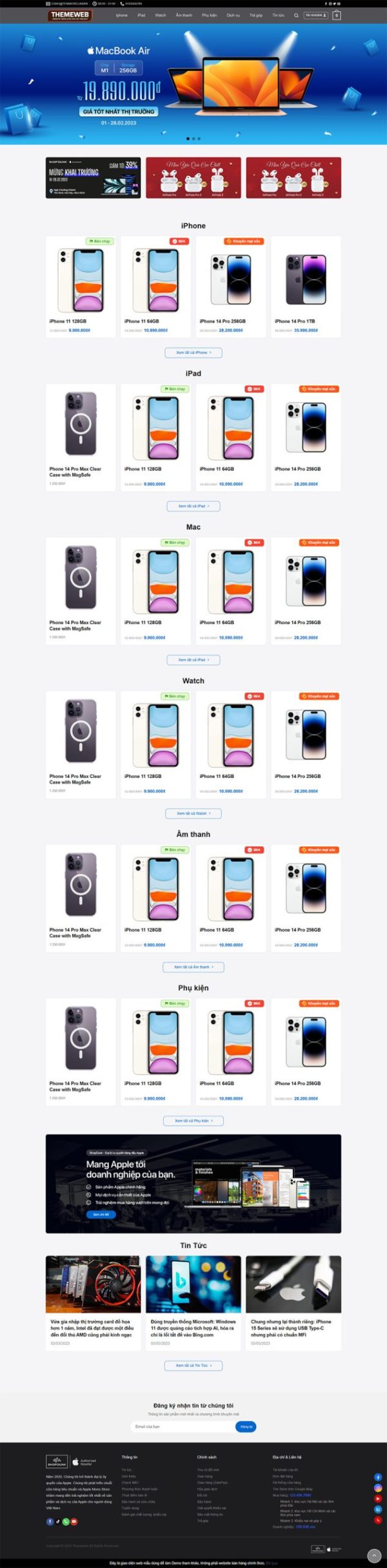 Theme bán điện thoại shopdunk