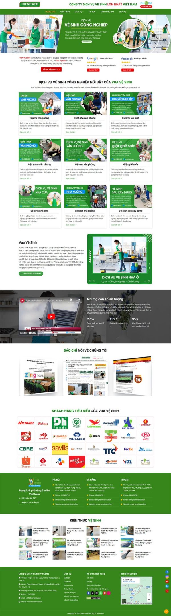 Themeweb giới thiệu công ty dịch vụ vệ sinh