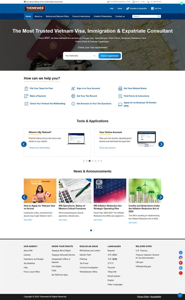 Themeweb dịch vụ đăng ký visa