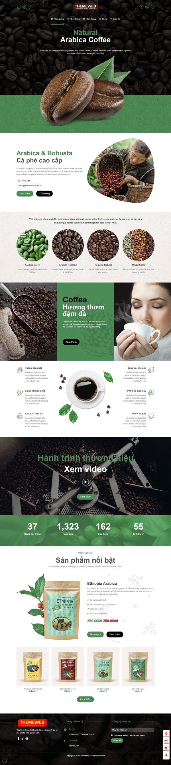 Themeweb bán sản phẩm arabica coffee
