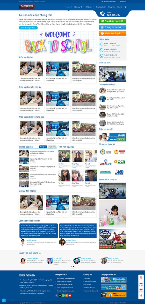 Themeweb bán khóa học bài giảng