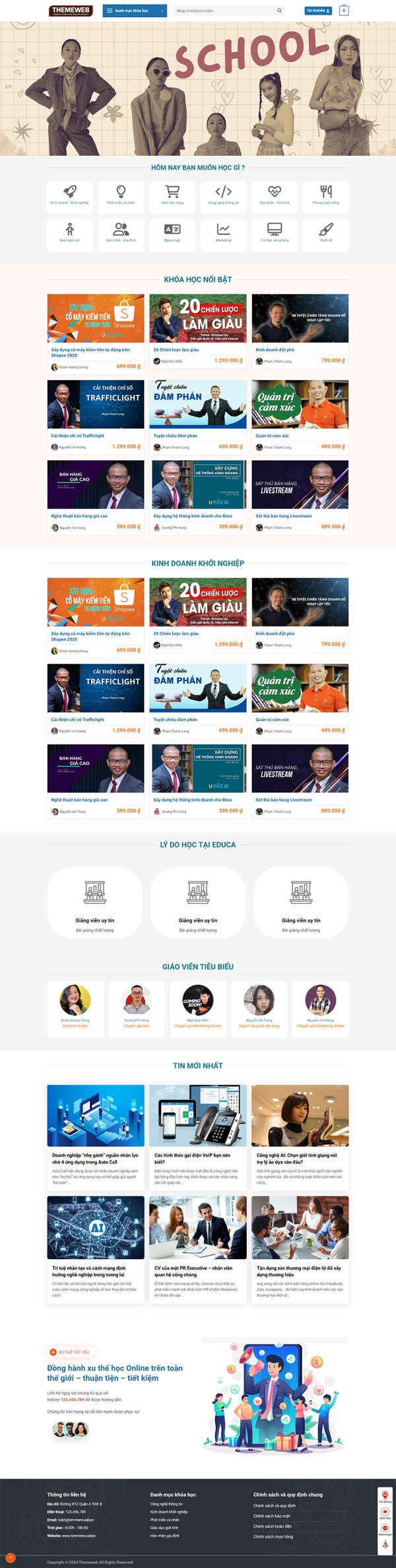Themeweb bán khóa học online