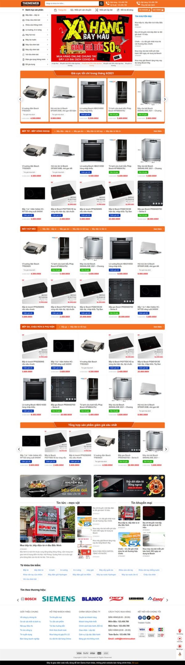 Themeweb bán hàng dụng cụ nhà bếp