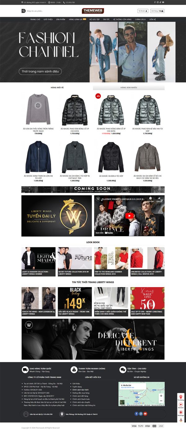 Themeweb bán hàng thời trang nam cao cấp