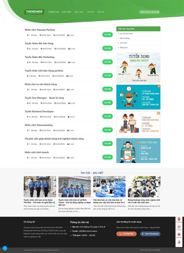 Themeweb đăng tin tuyển dụng việc làm